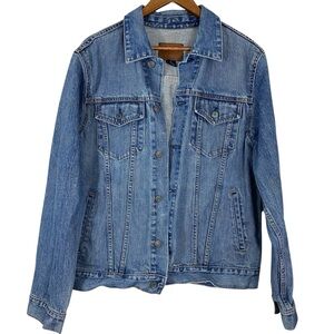 Vintage Gap Mens Denim Jacket Sz Medium Blue Button Down Jean Trucker Biker Y2K